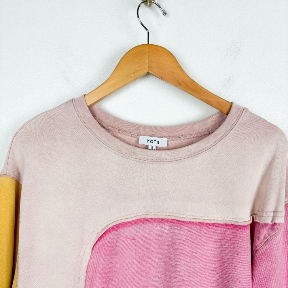 Fate Oversized Boho Lagenlook Colorblock Rainbow Sweatshirt Sz S - Picture 5 of 8